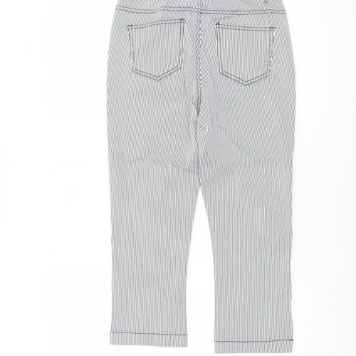 Dunnes Women’s White Striped Capri Trousers Size 10 Cotton Blend