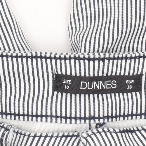 Dunnes Women’s White Striped Capri Trousers Size 10 Cotton Blend