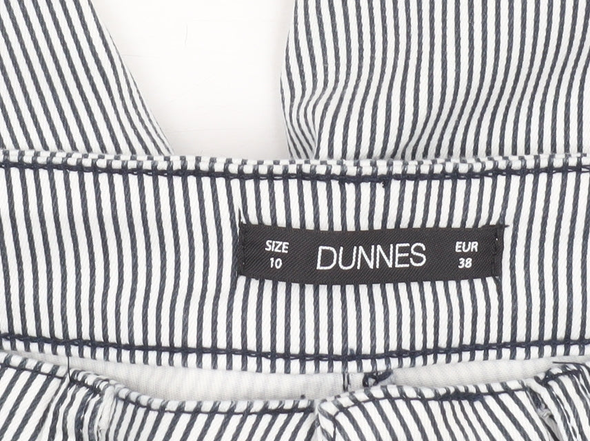 Dunnes Women’s White Striped Capri Trousers Size 10 Cotton Blend