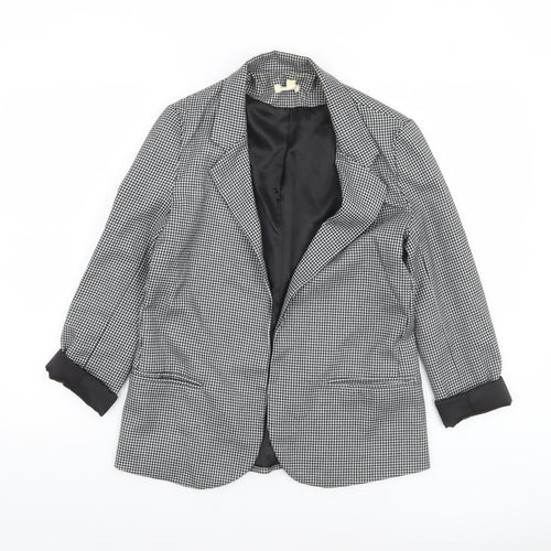 Silence + Noise Women's Black Houndstooth Blazer Size S Single-Breasted