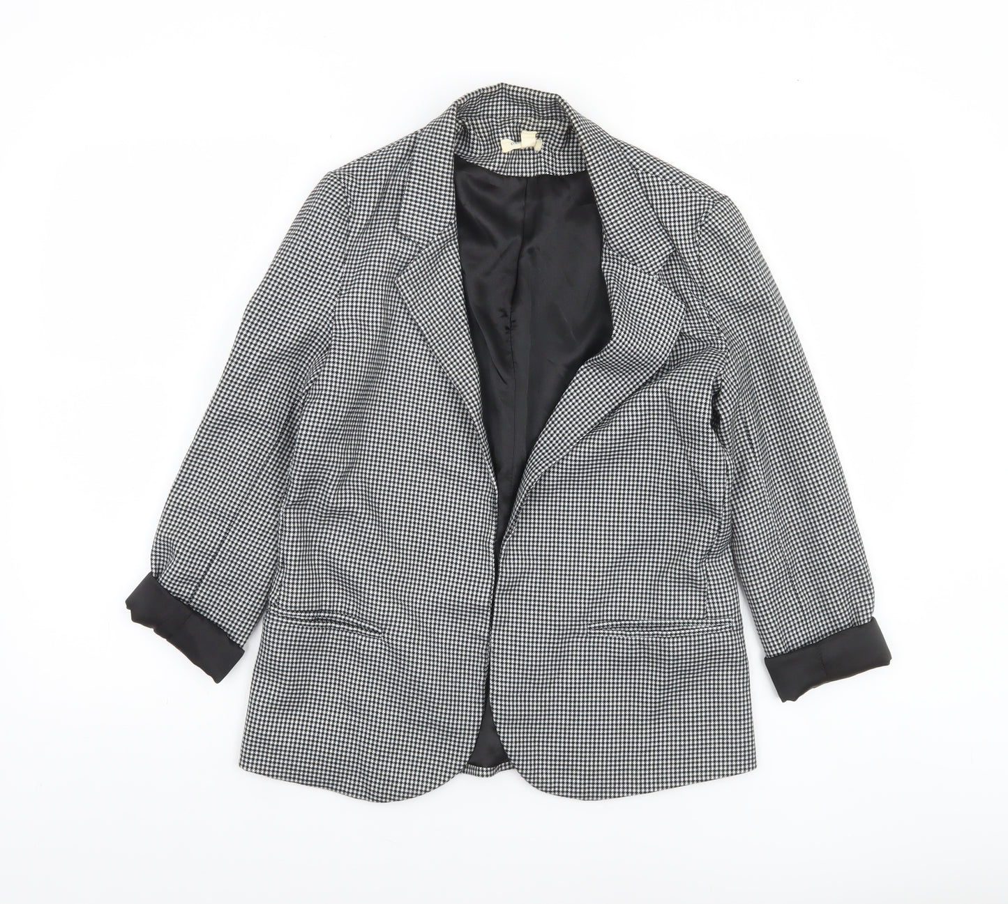 Silence + Noise Women's Black Houndstooth Blazer Size S Single-Breasted