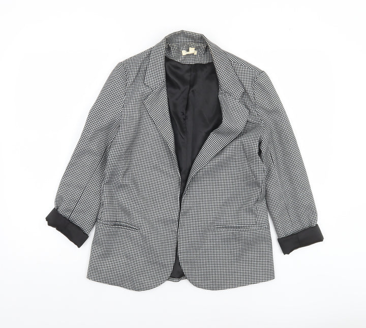 Silence + Noise Women's Black Houndstooth Blazer Size S Single-Breasted