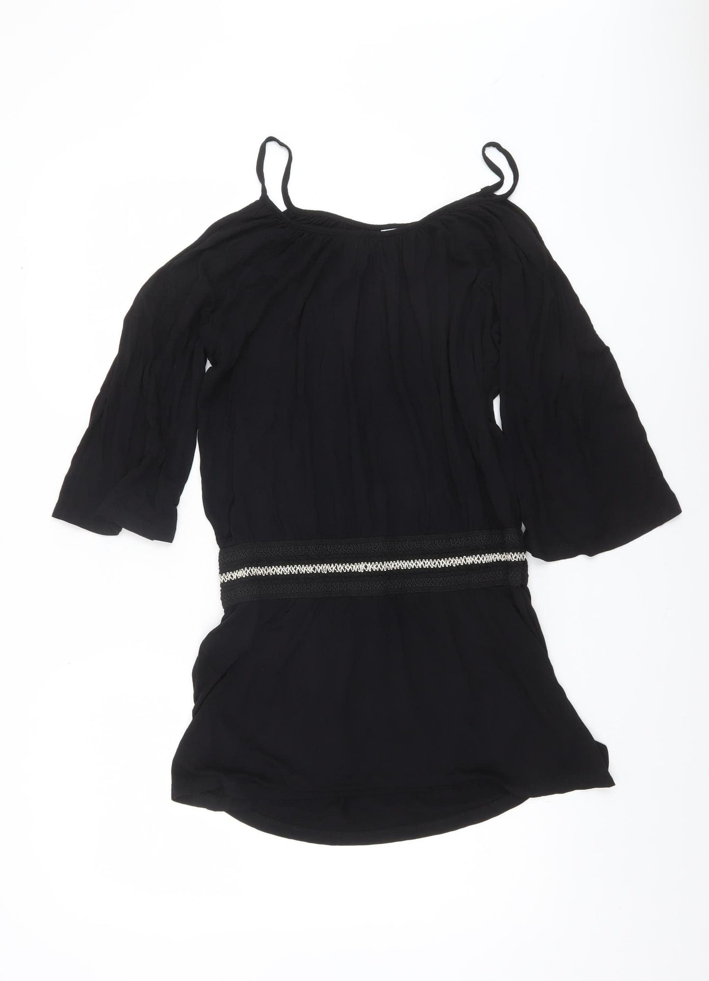 Buffalo Women's Black Beaded Tunic Blouse Size 10/12