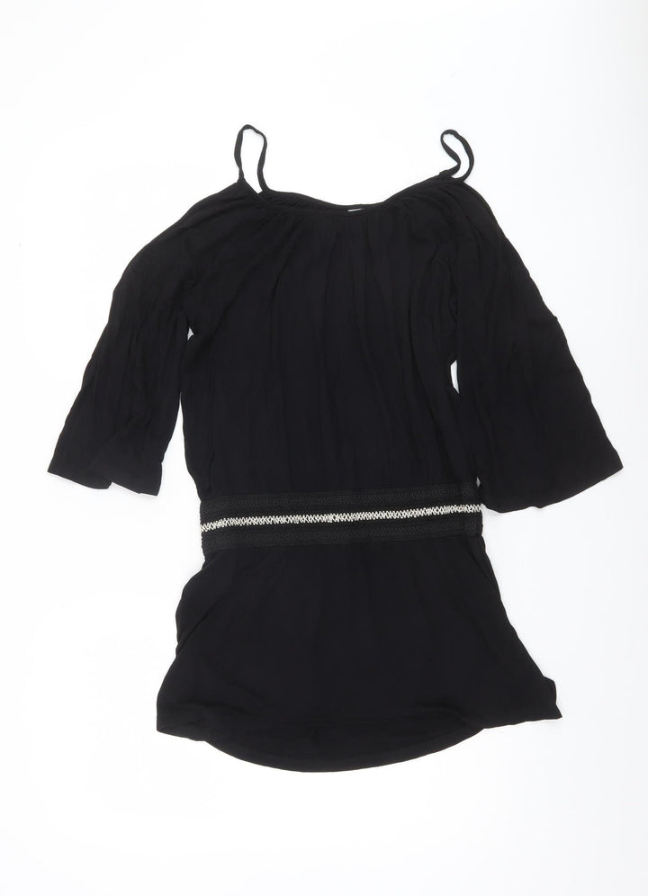 Buffalo Women's Black Beaded Tunic Blouse Size 10/12