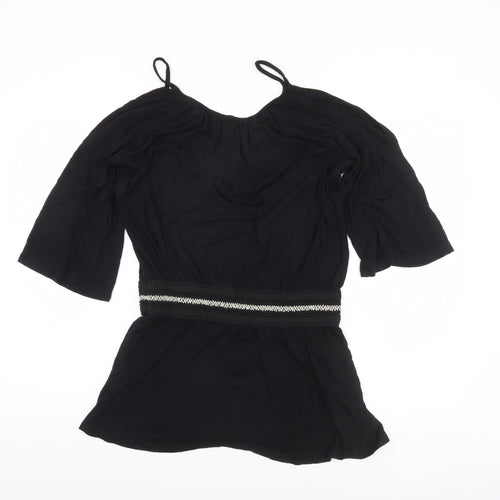 Buffalo Women's Black Beaded Tunic Blouse Size 10/12