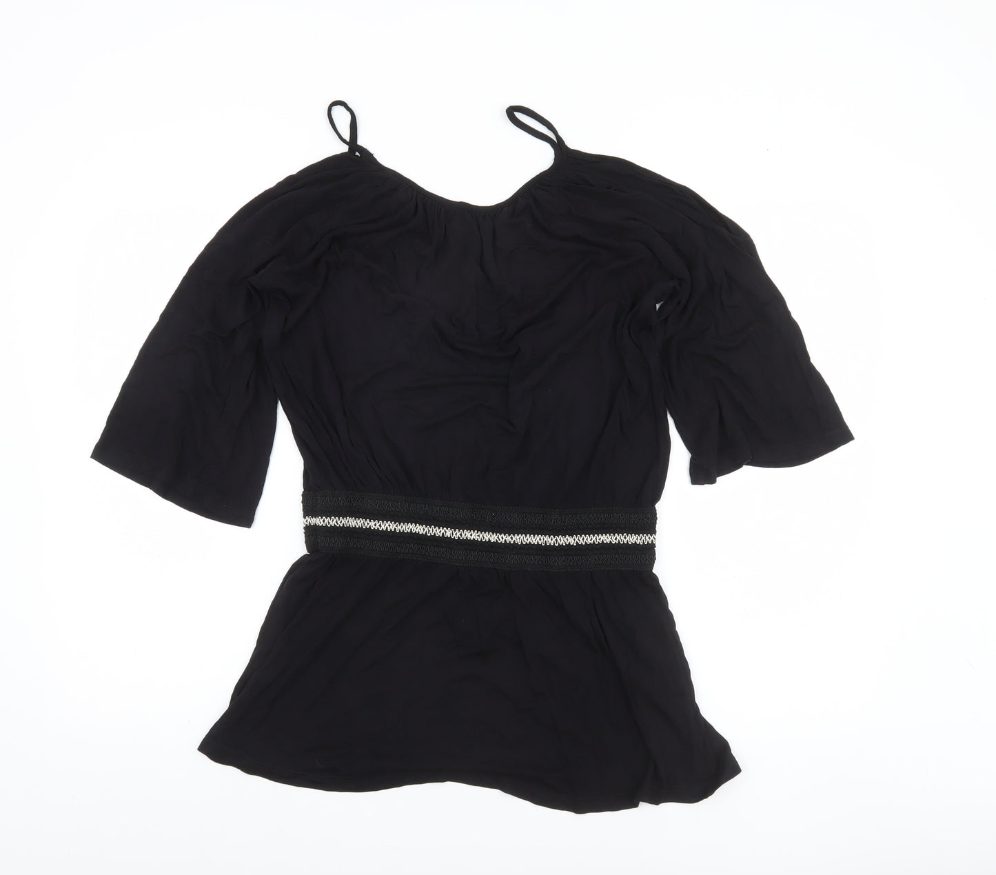 Buffalo Women's Black Beaded Tunic Blouse Size 10/12