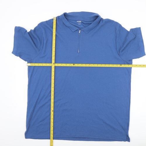 Dunnes Stores Men's Blue 3XL Regular Fit Cotton Blend 1/4 Zip Polo Shirt