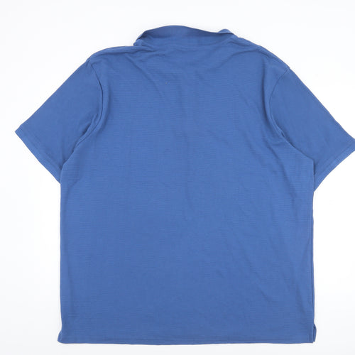 Dunnes Stores Men's Blue 3XL Regular Fit Cotton Blend 1/4 Zip Polo Shirt