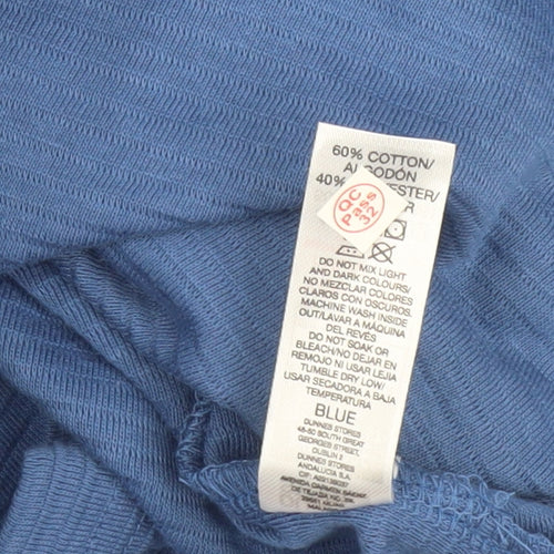 Dunnes Stores Men's Blue 3XL Regular Fit Cotton Blend 1/4 Zip Polo Shirt