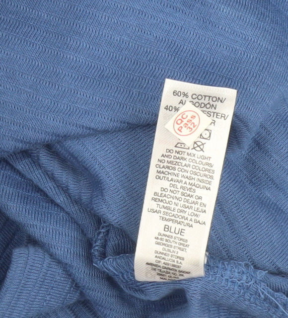 Dunnes Stores Men's Blue 3XL Regular Fit Cotton Blend 1/4 Zip Polo Shirt