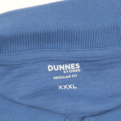 Dunnes Stores Men's Blue 3XL Regular Fit Cotton Blend 1/4 Zip Polo Shirt