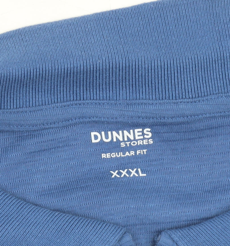 Dunnes Stores Men's Blue 3XL Regular Fit Cotton Blend 1/4 Zip Polo Shirt