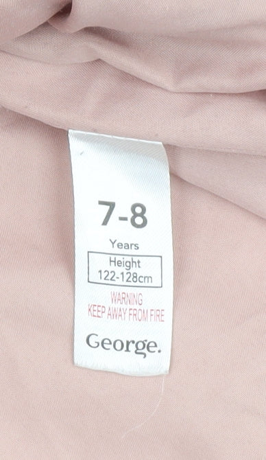 George Girls Pink Teddy Fleece Mid-Length Coat 7-8 Years Button Up