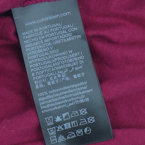 Calvin Klein Jeans Women Red Cropped Long Sleeve Cotton T-Shirt M