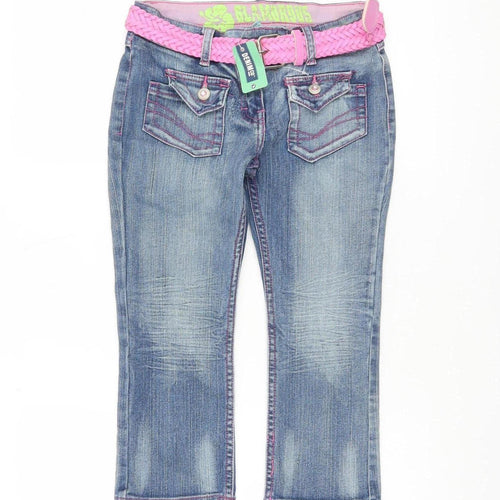 Denim Co Girls Blue Straight Jeans 9-10 Years with Pink Belt