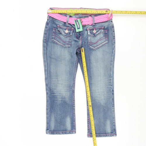 Denim Co Girls Blue Straight Jeans 9-10 Years with Pink Belt