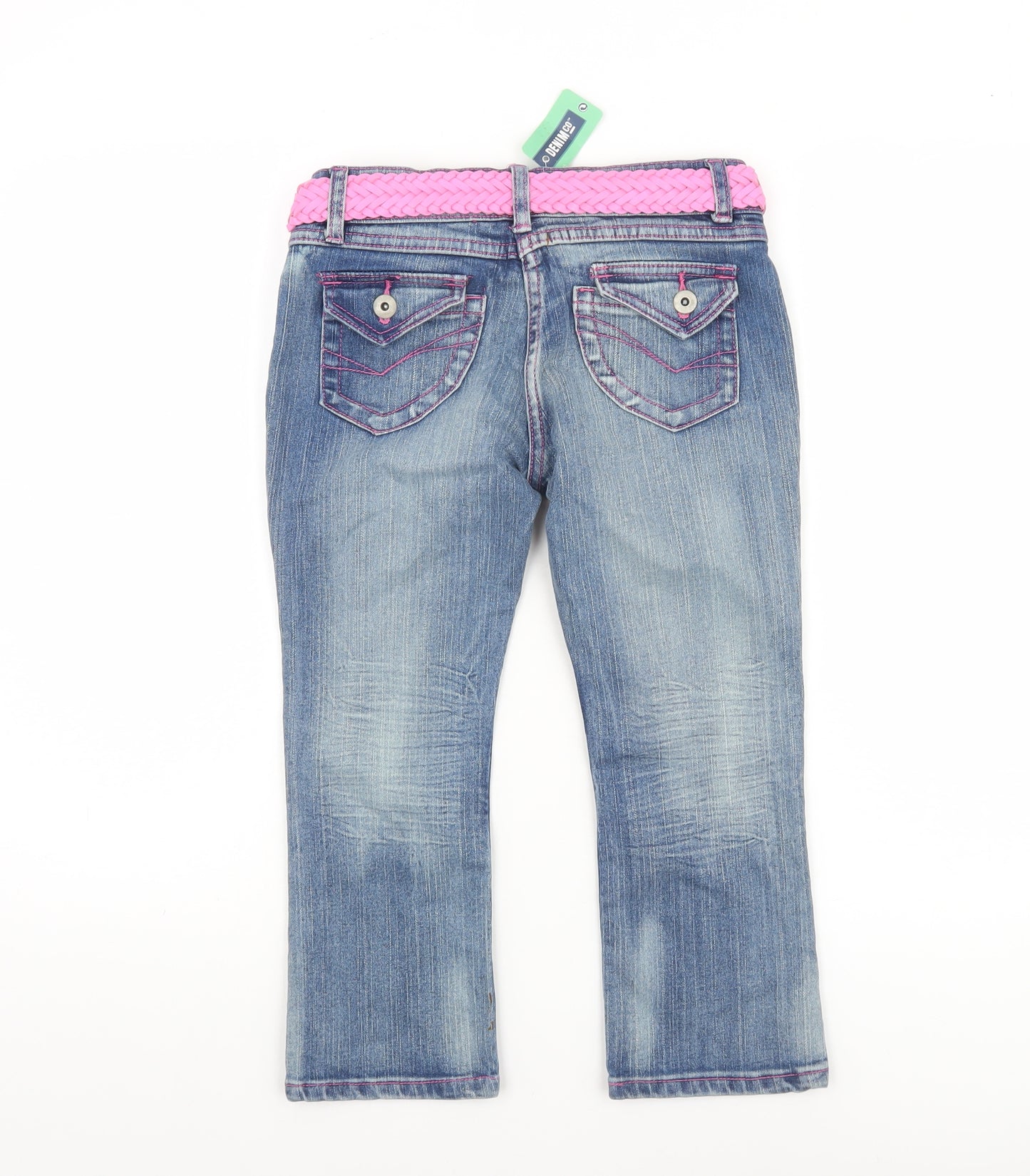 Denim Co Girls Blue Straight Jeans 9-10 Years with Pink Belt
