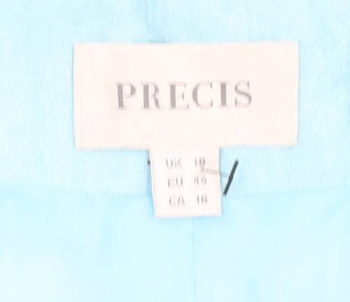 Precis Women Blue Cropped Suit Jacket Size 18 Beaded Linen Blend