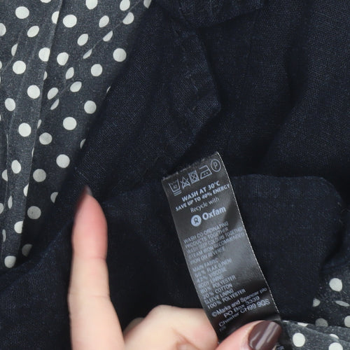 Marks and Spencer Women Black Linen Blend Blazer Size 12 Single Breasted