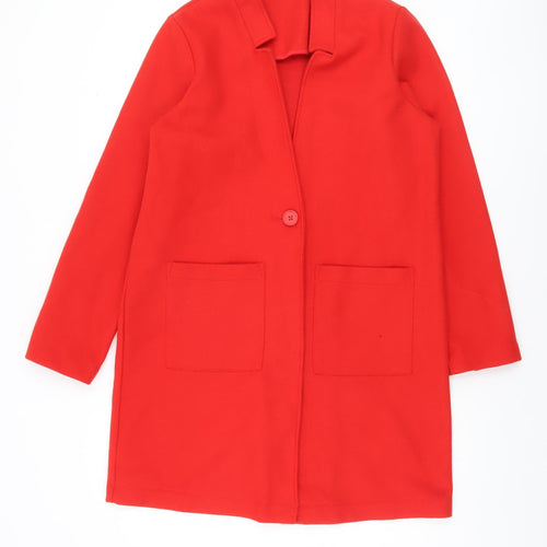 Dunnes Women Red Mid-Length Polyester Overcoat Size S