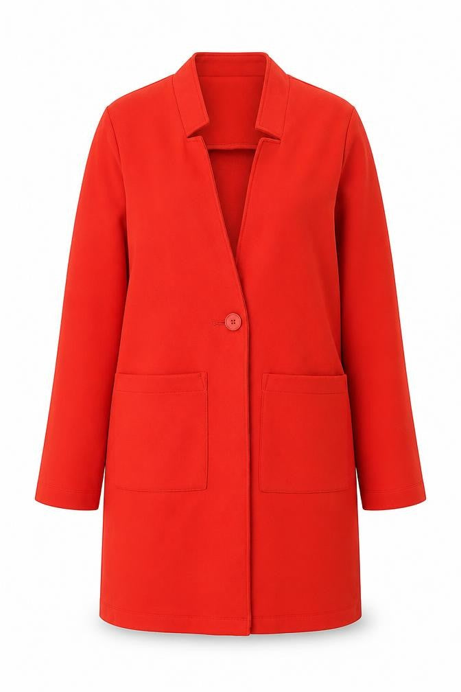 Front view of Dunnes Women Red Mid-Length Polyester Overcoat, size S