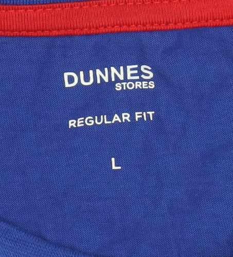 Dunnes Stores Men's Blue Christmas Graphic Cotton T-Shirt L