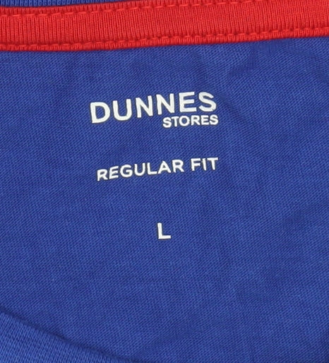 Dunnes Stores Men's Blue Christmas Graphic Cotton T-Shirt L