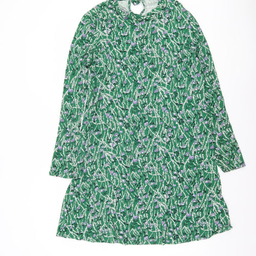 Marks and Spencer Women Green Floral Knee Length Shift Dress Size 16