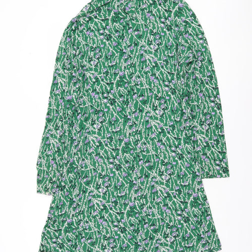 Marks and Spencer Women Green Floral Knee Length Shift Dress Size 16