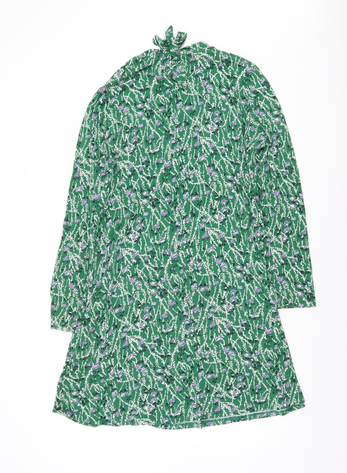 Marks and Spencer Women Green Floral Knee Length Shift Dress Size 16