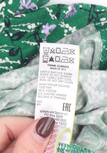 Marks and Spencer Women Green Floral Knee Length Shift Dress Size 16
