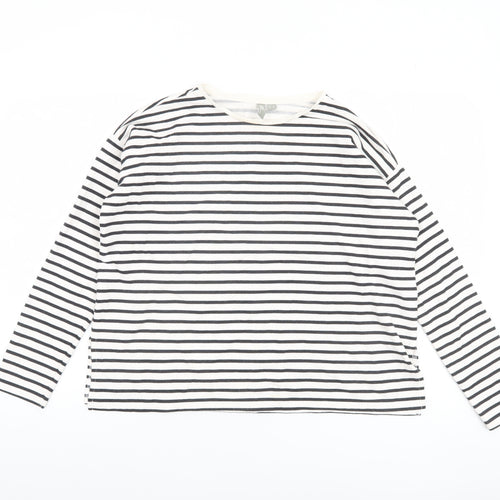 ASOS Women’s White Striped Long Sleeve Cotton Jersey Top Size 8