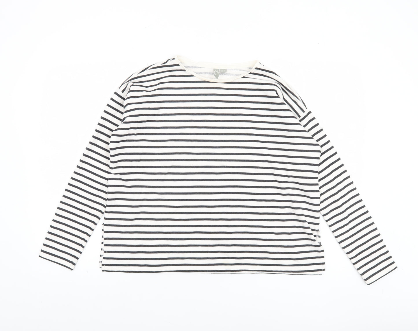 ASOS Women’s White Striped Long Sleeve Cotton Jersey Top Size 8
