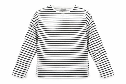 Front view of ASOS Women’s White Striped Long Sleeve Cotton Jersey Top, size UK 8