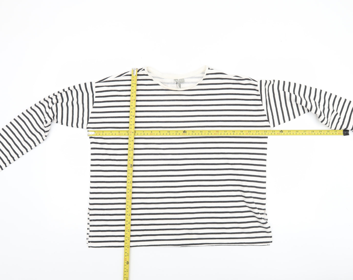 ASOS Women’s White Striped Long Sleeve Cotton Jersey Top Size 8