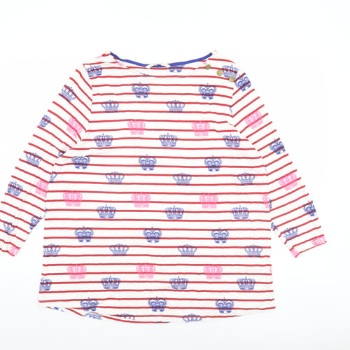 Tu Women Multicoloured Size 16 Long Sleeve Striped Crown Print T-Shirt