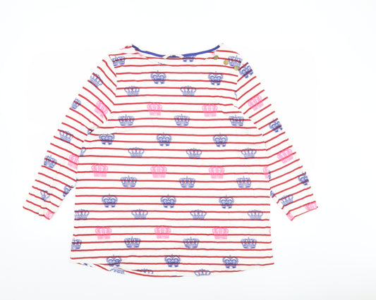 Tu Women Multicoloured Size 16 Long Sleeve Striped Crown Print T-Shirt