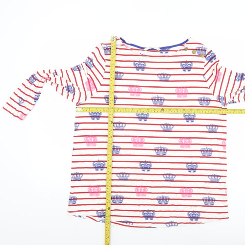 Tu Women Multicoloured Size 16 Long Sleeve Striped Crown Print T-Shirt