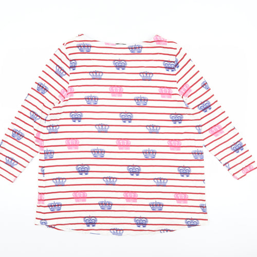 Tu Women Multicoloured Size 16 Long Sleeve Striped Crown Print T-Shirt