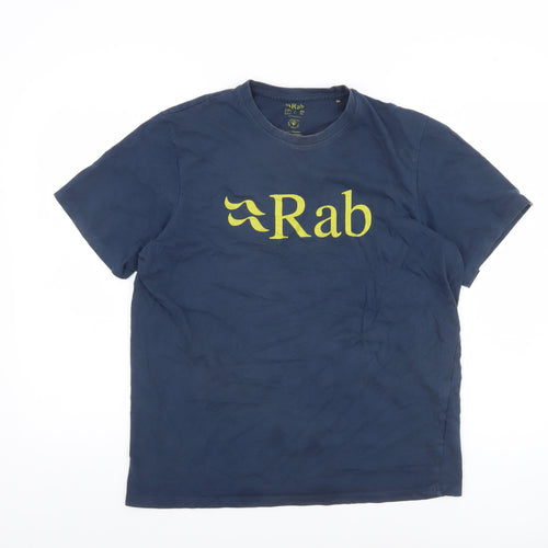 Rab Men's Navy Blue Organic Cotton Crew Neck T-Shirt L
