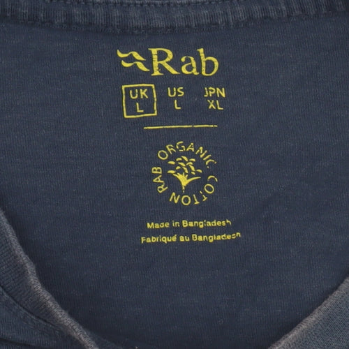 Rab Men's Navy Blue Organic Cotton Crew Neck T-Shirt L