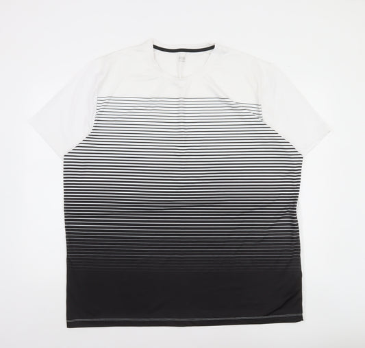 Dunnes Stores Men's Black White Striped 2XL Crew Neck T-Shirt