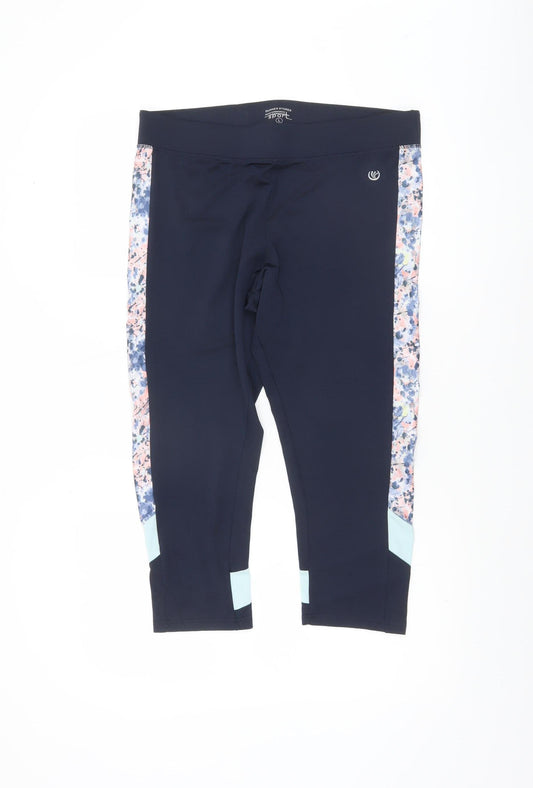 Dunnes Stores St. Bernard Women’s Navy Floral Panel Capri Leggings Size L