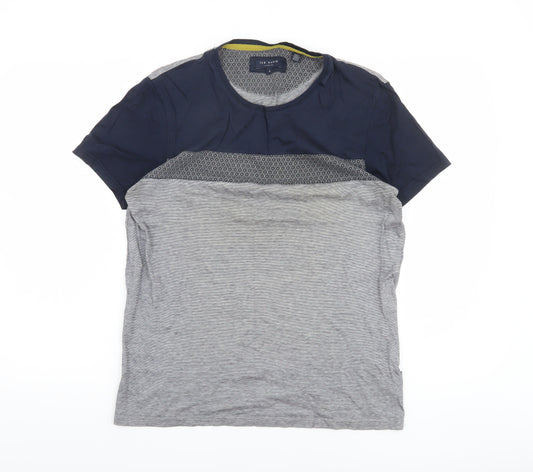 Ted Baker Men's Grey Blue Crew Neck Cotton T-Shirt Size M