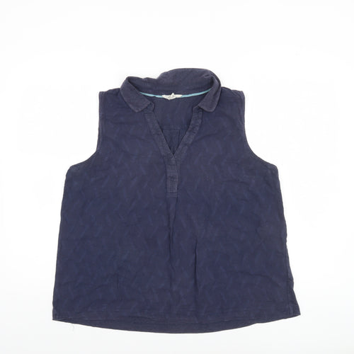 White Stuff Women’s Blue Sleeveless V-Neck Tunic Blouse Size 16