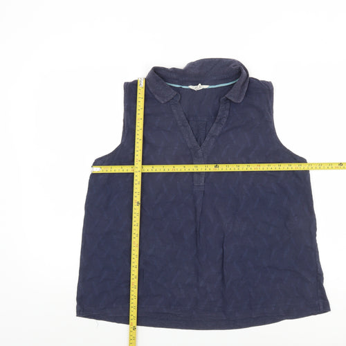 White Stuff Women’s Blue Sleeveless V-Neck Tunic Blouse Size 16