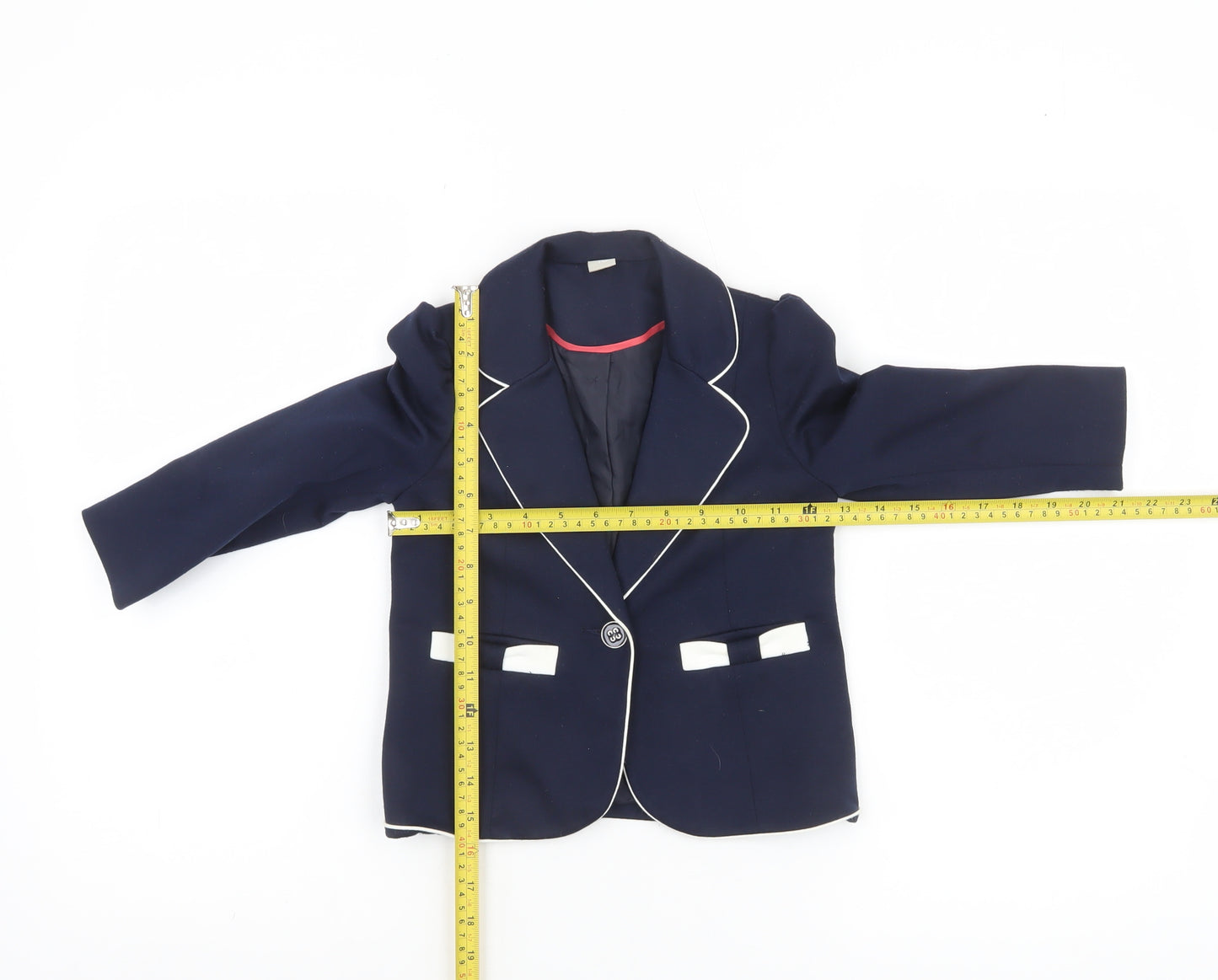 Tu Girls Blue Blazer Jacket 3-4 Years Lined School Style with White Trim