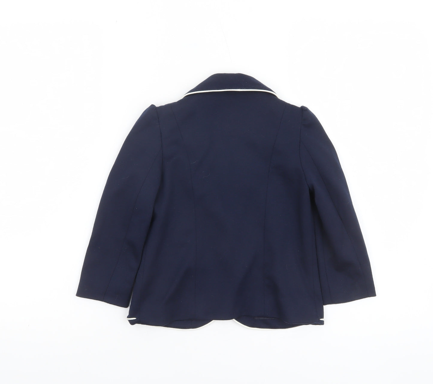 Tu Girls Blue Blazer Jacket 3-4 Years Lined School Style with White Trim