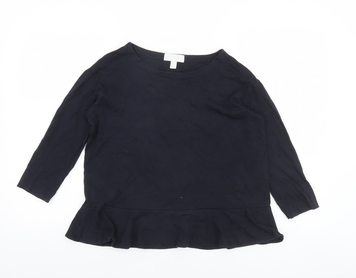 The White Company Womens Black Size 6 Tunic Style Blouse
