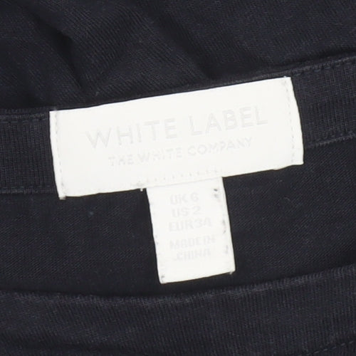 The White Company Womens Black Size 6 Tunic Style Blouse